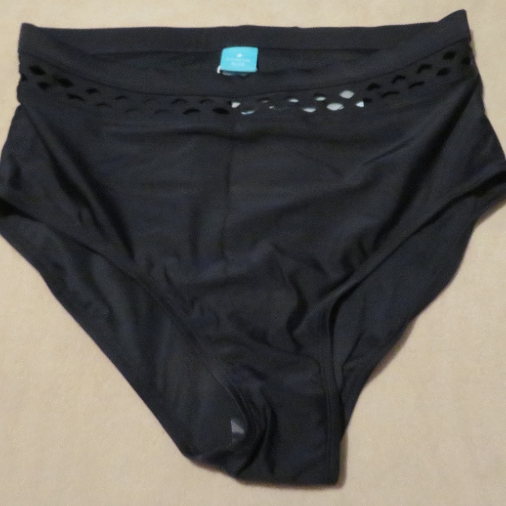 High-Waist Black Swim Bikini Bottom w/ cute Cutouts